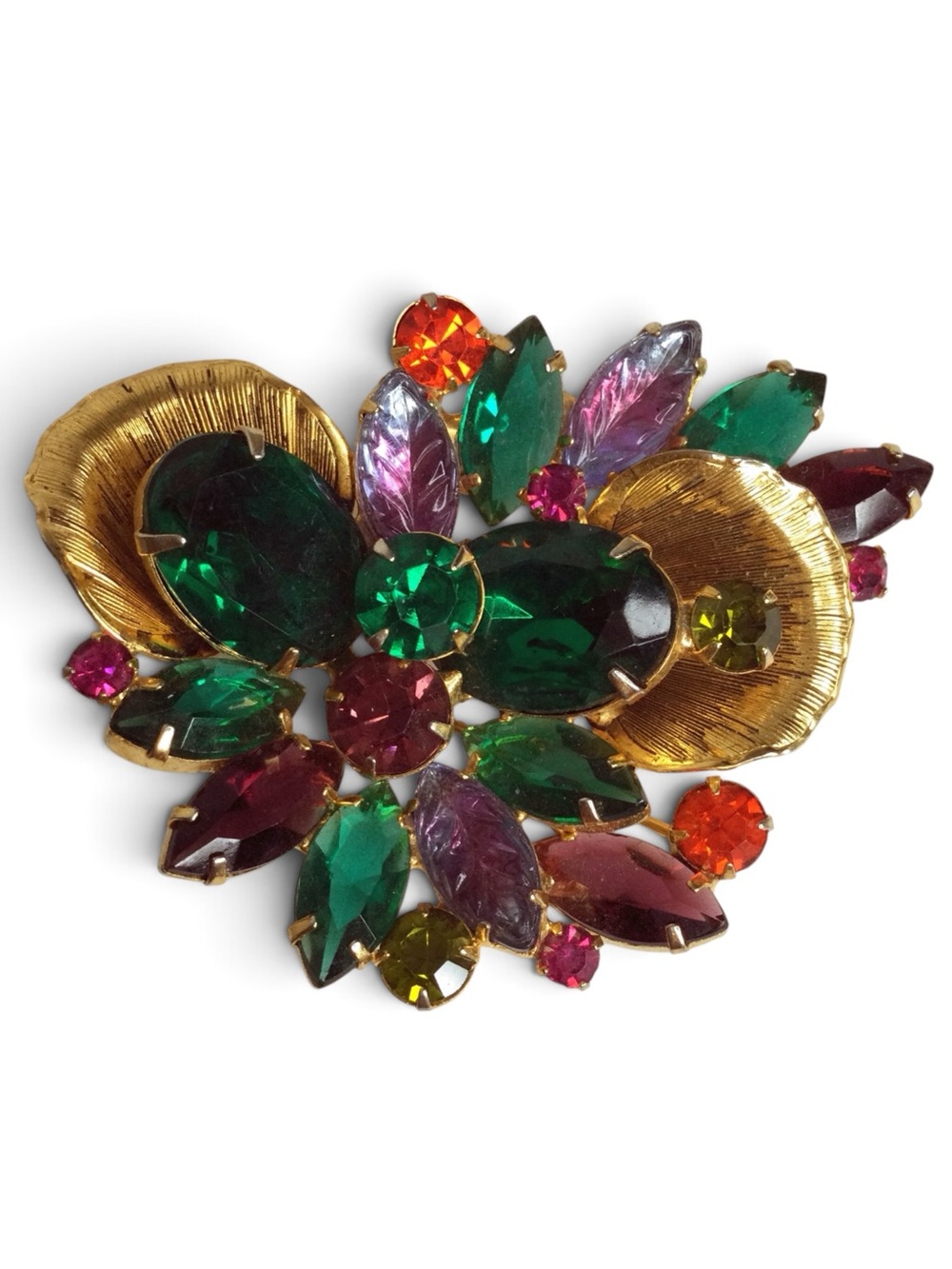 Vintage Juliana D&E Multicolor Rhinestone Floral Spray Brooch - Picture 4 of 12
